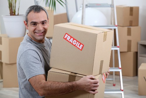 Furniture and boxes being transported in a removals van in Westminster