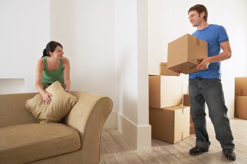 Packed moving boxes and labels prepared for a Westminster relocation
